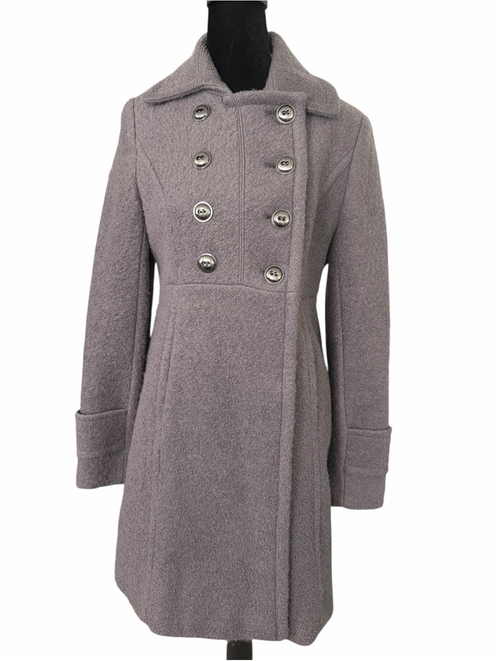 Kenneth Cole Size 6 Gray Wool Blend Double Breasted Coat